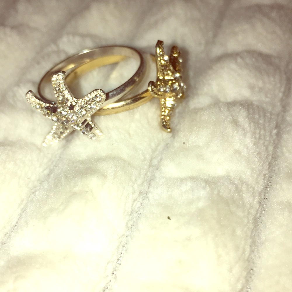 Gold and silver starfish rings. New